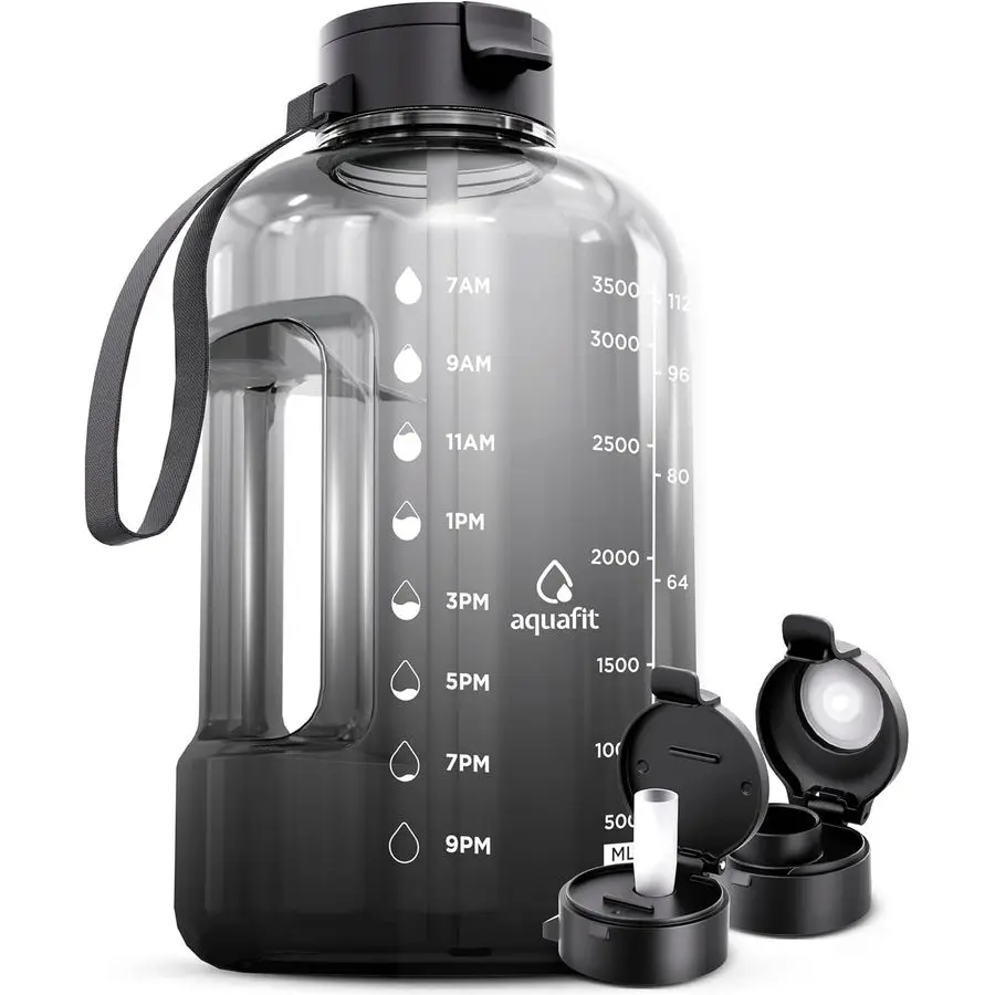 

Бутылка для воды на 1 галлон с маркером времени, соломенный усилитель, крышка для охоты, без бисфенола А, бутылка для воды для спортзала с соломой, большой кувшин на галлон, полуночный серый, 128