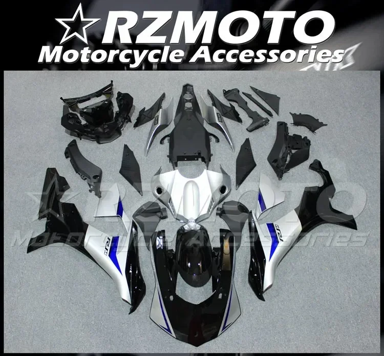 

4Gifts New ABS Motorcycle Fairings Kit Fit for YAMAHA YZF - R1 R1m 2015 2016 2017 2018 15 16 17 18 Bodywork Set Black Silver