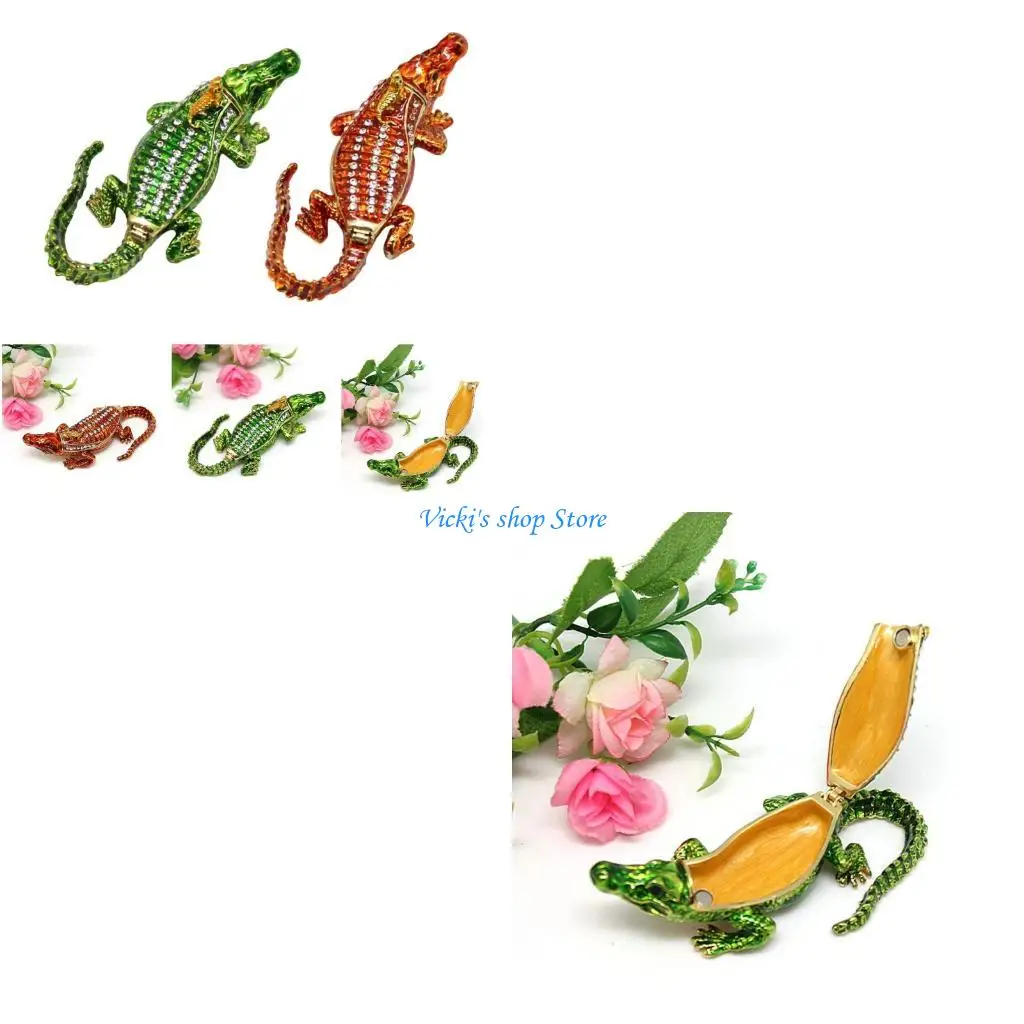 

Portable Crocodiles Jewelry Storage Case With Locking Mechanism Metal Construction for Jewelry Protective Organization