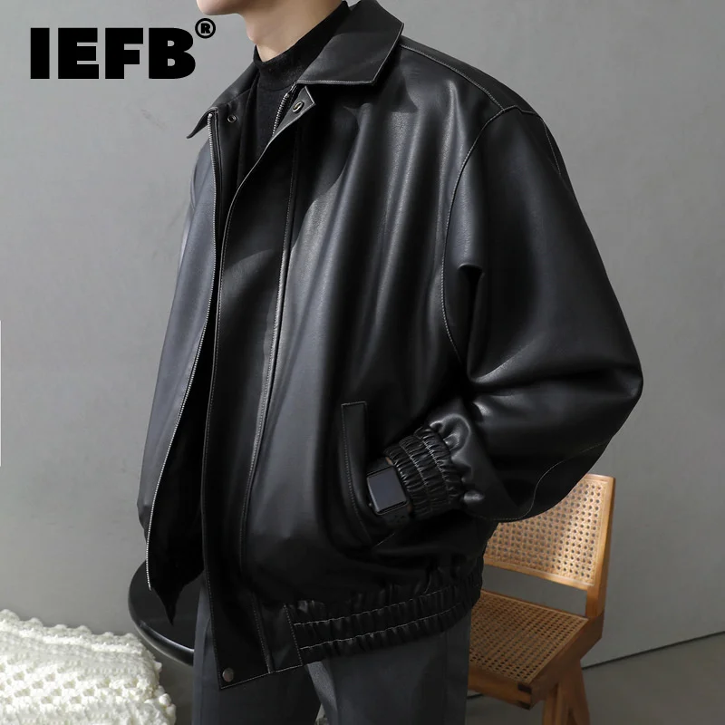 

IEFB PU Leather Jackets Men's Autumn And Autumn New Loose Fashion Male Korean Casual Streetwear Lapel Zipper Coat 2023 New 9Y980