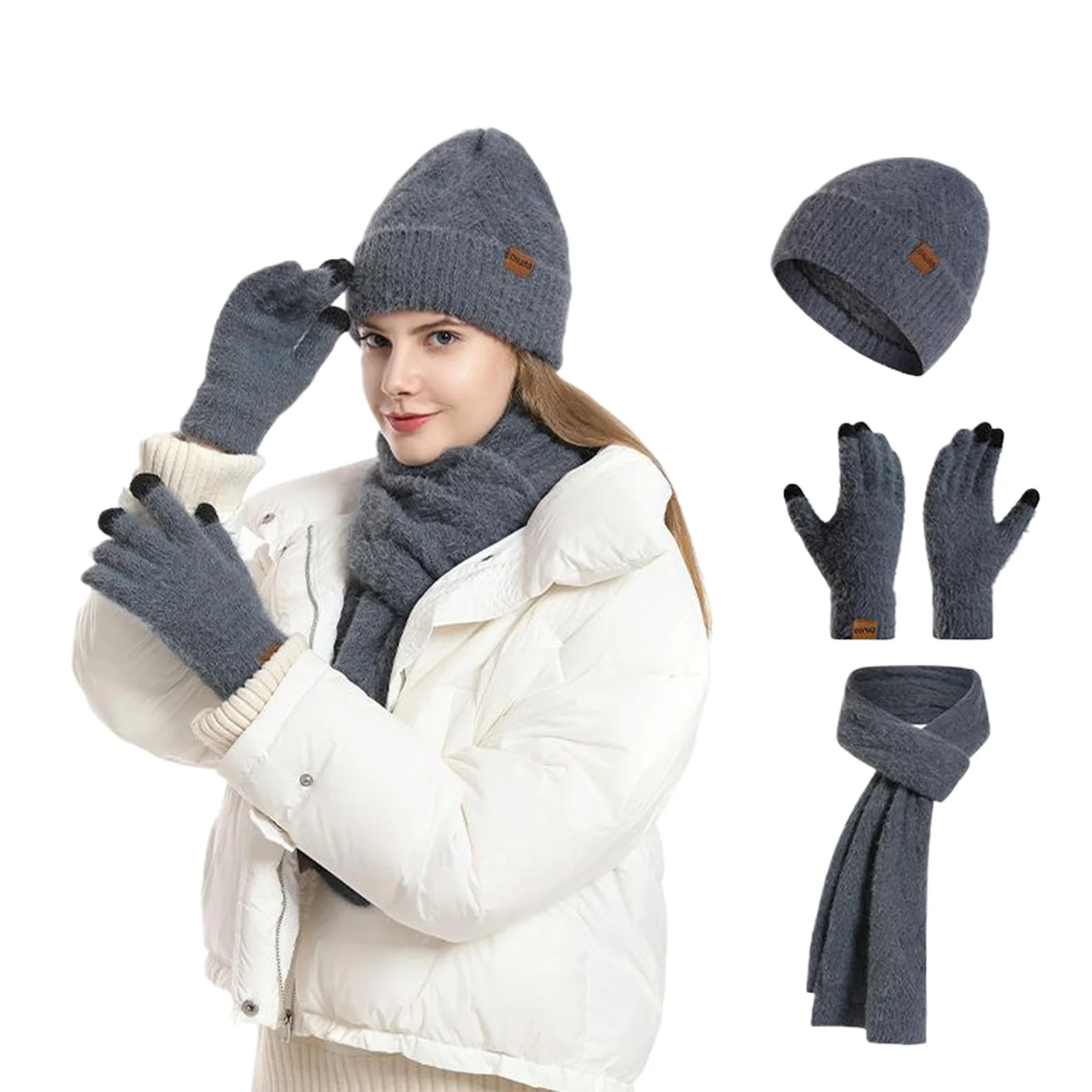 3 قطعة/المجموعة النساء الشتاء قبعة وشاح قفازات فو الفراء الكرة المراهقين الفتيات محبوك دفئا دعوى آذان دافئة امرأة قبعة مجموعة ركوب الخيل في الهواء الطلق