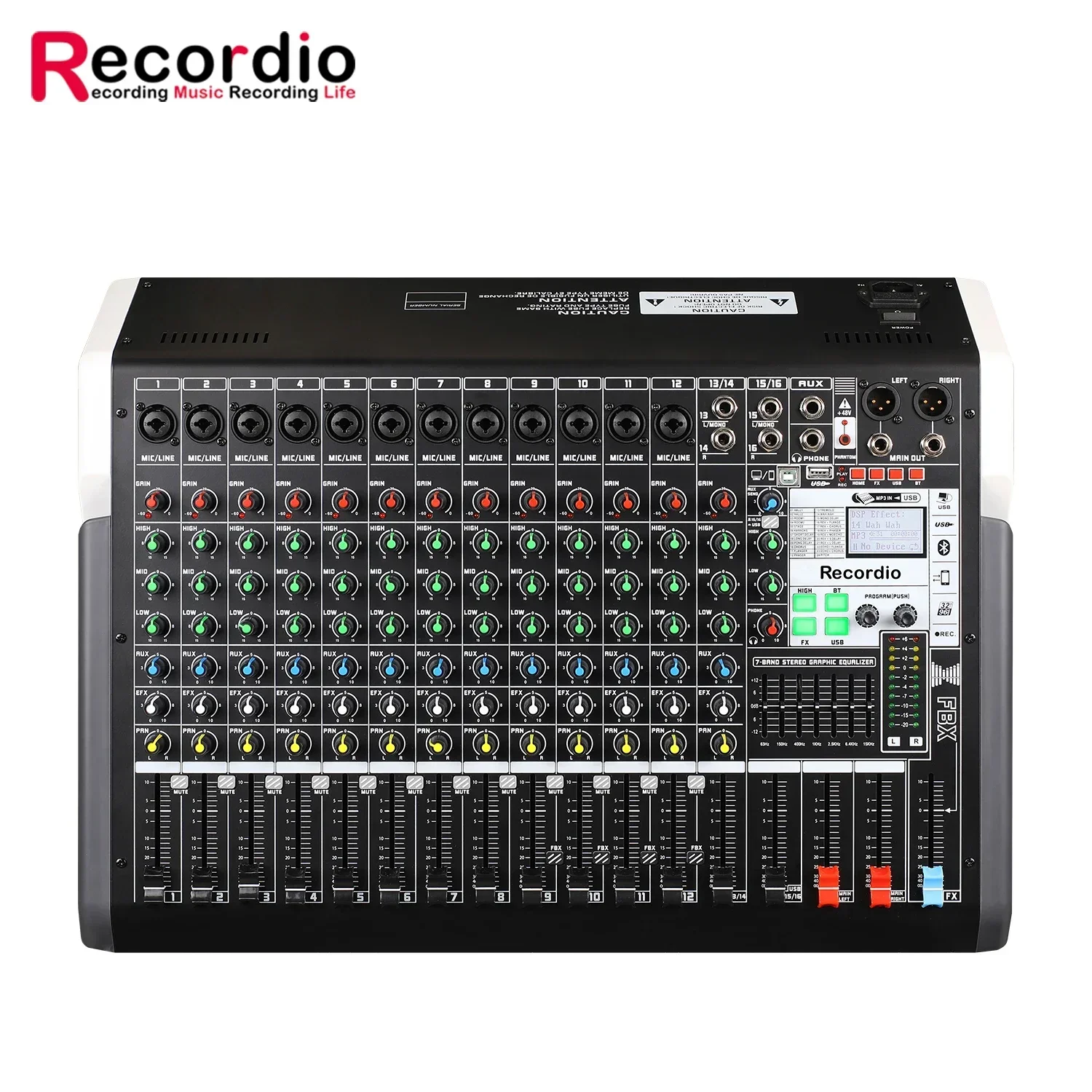 GAX-TXS16 Wholesale Sound Mixer Digital Sound Professional Mixer Audio Dj Mixer With 24 DSP 7-band Equalizer BT USB MP3