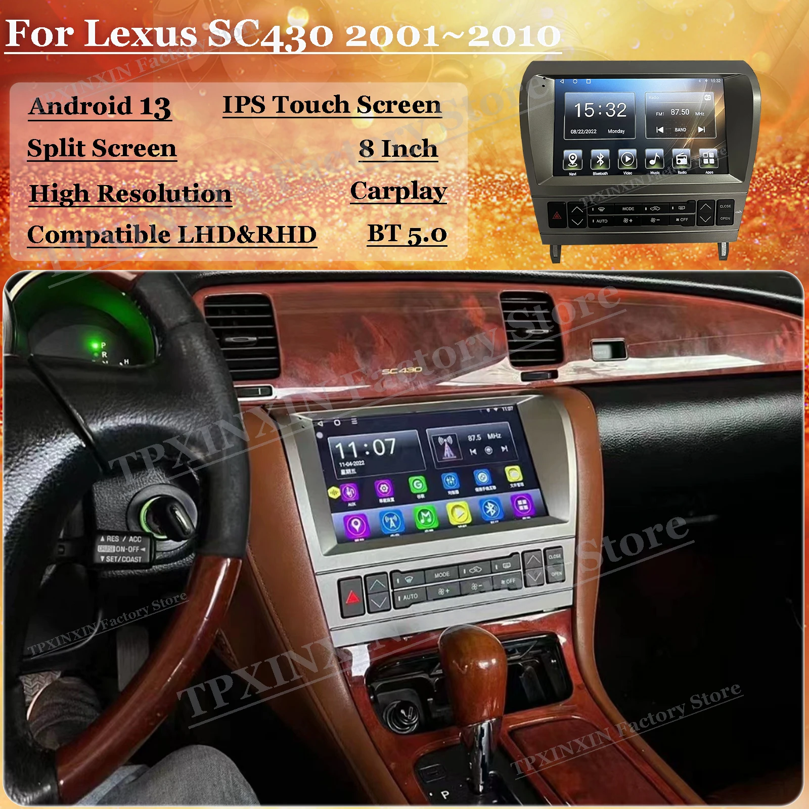 Android Automotive Multimedia For Lexus SC430 2001 2002 2003 2004 2005 2006 2007 2008 2009 2010 Radio GPS Navigation Head Unit