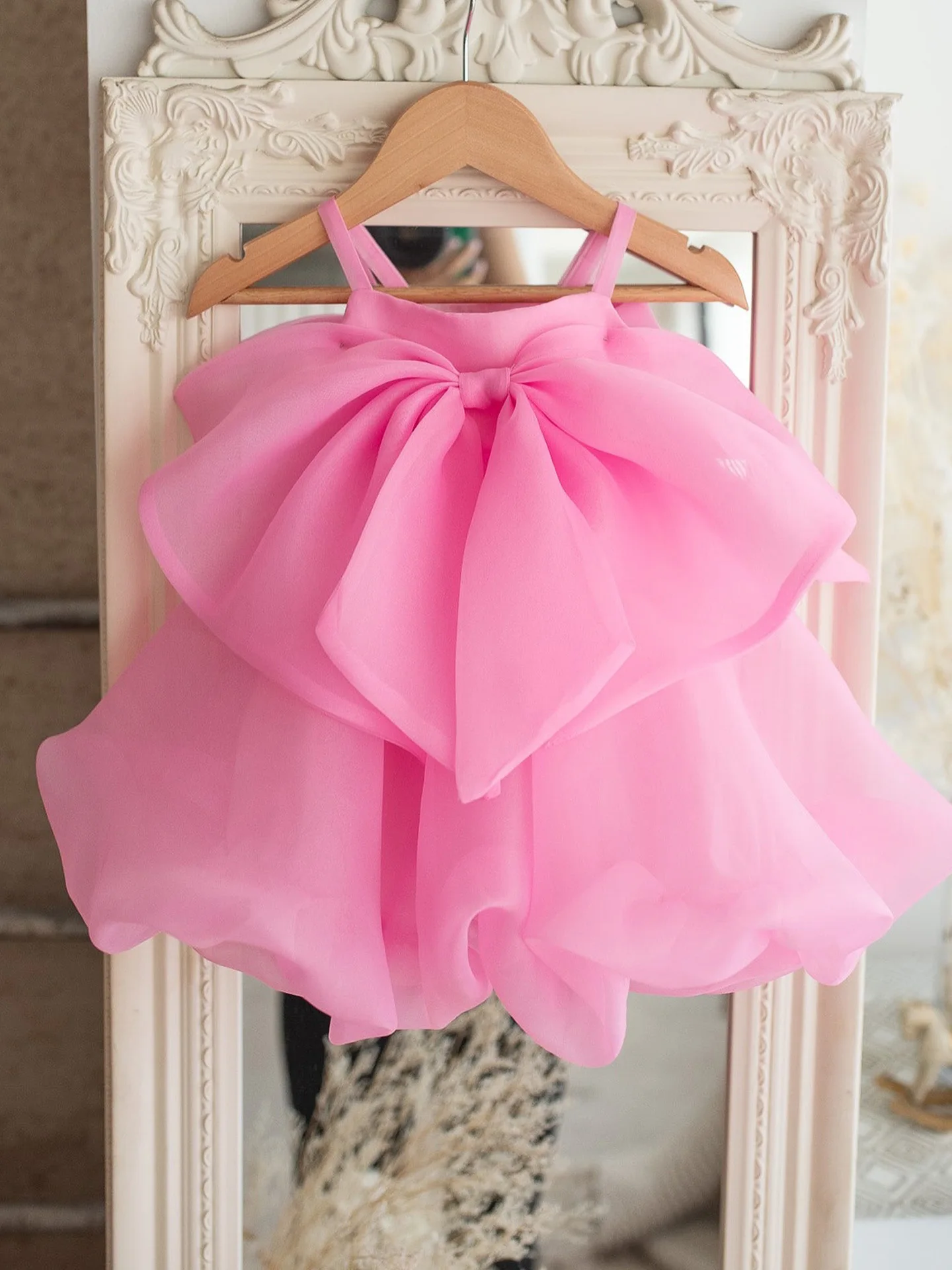 Custom Flower Girl Dress Wedding Gown Birthday Party Dress Big Bow Tulle Tutu Dress For Little Girls Formal Occasion Pageant Dre