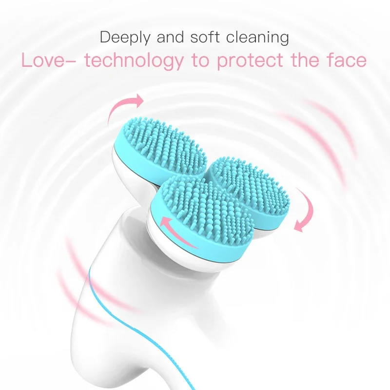 Electric silicone facial cleanser for household makeup removal, blackhead removal, face washing brush, pore cleaning brush