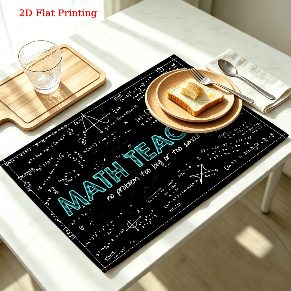 Math Teacher Pattern Kitchen Placemat Math Teacher Pattern Linen Pad Dish Coffee Cup Table Mat 1PC 30x40cm