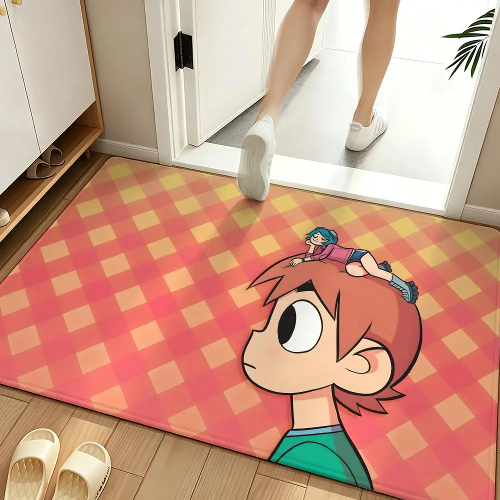 Character S-Scott P-Pilgrim Floor Mat Soft Flannel Floor Mat  Suitable for Entryways, Living Rooms, Bedrooms, and Bathrooms