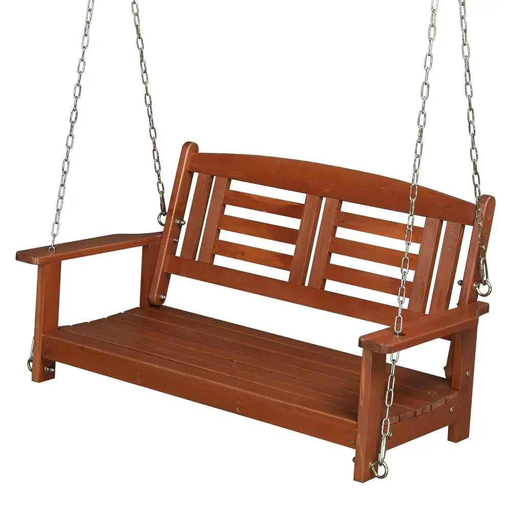 

Porch Swing, 44"" Swing Bench With Hanging Chains And Reclined Backrest For Deck, Garden,Yard, Balcony, Room 600Lbs Acity Fir