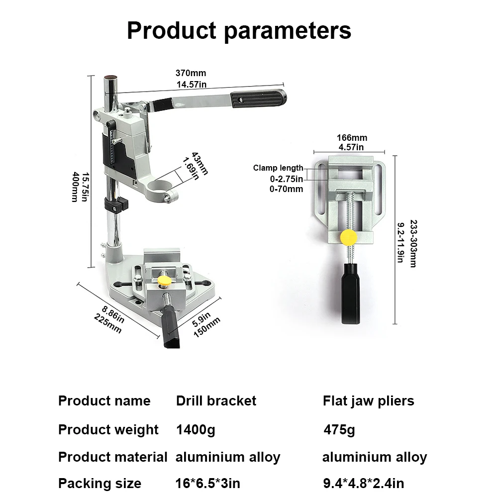 Electric Drill Stand Grinder Vise Bracket Woodworking Bench Table Top Drill Fixed Frame Aluminum Alloy Power Grinder Accessories