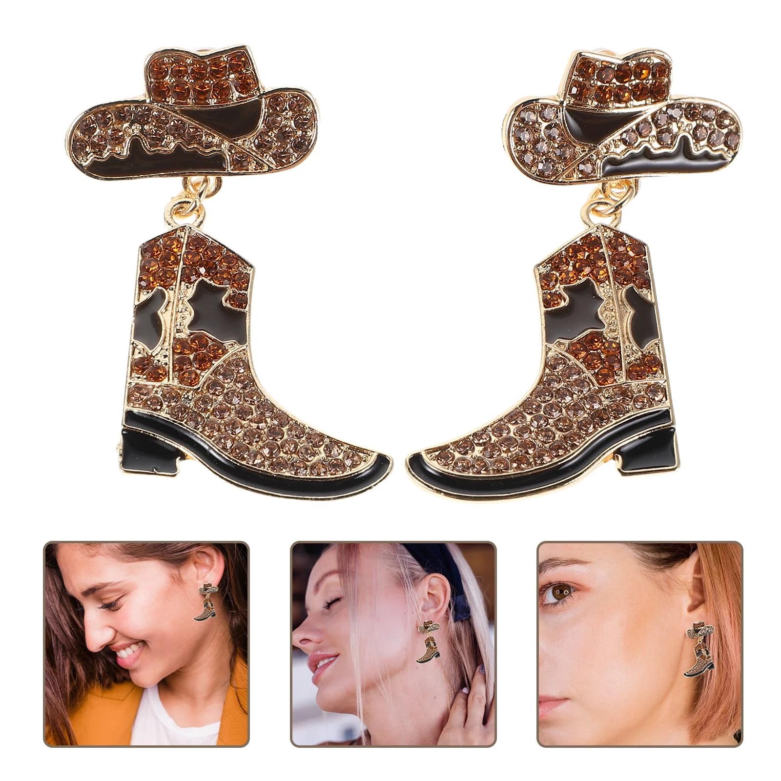 

Western Cow Earrings for Women Stylish Rhinestone Boot Studs Boho Jewelry Gift Fashion Cowgirl Accessory Party Wear