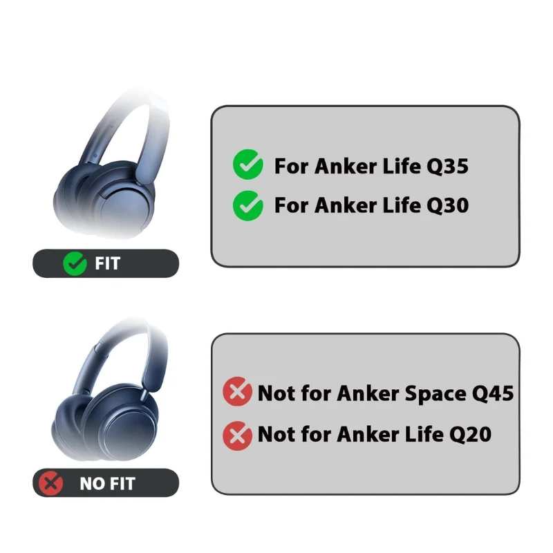 1 Paar Ohrpolster für Anker Soundcore Life Q30 Q35 BT Headset Gamer Ersatzkopfhörer Memory Foam Ohrpolster Schaumstoff-Ohrpolster-Abdeckung – Detail 19