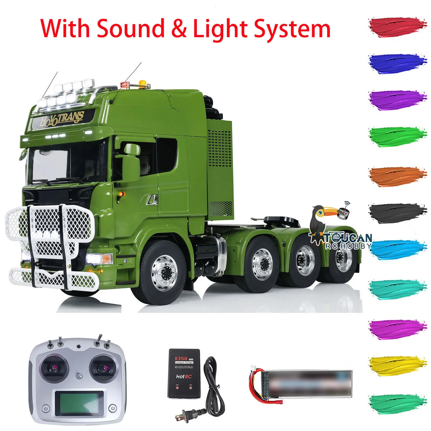 

TOUCAN DIY 1/14 LESU 8X8 RC Tractor Truck Heavy Metal Chassis Remote Control Trucks Light Sound Equipments Rack Finished Car Toy