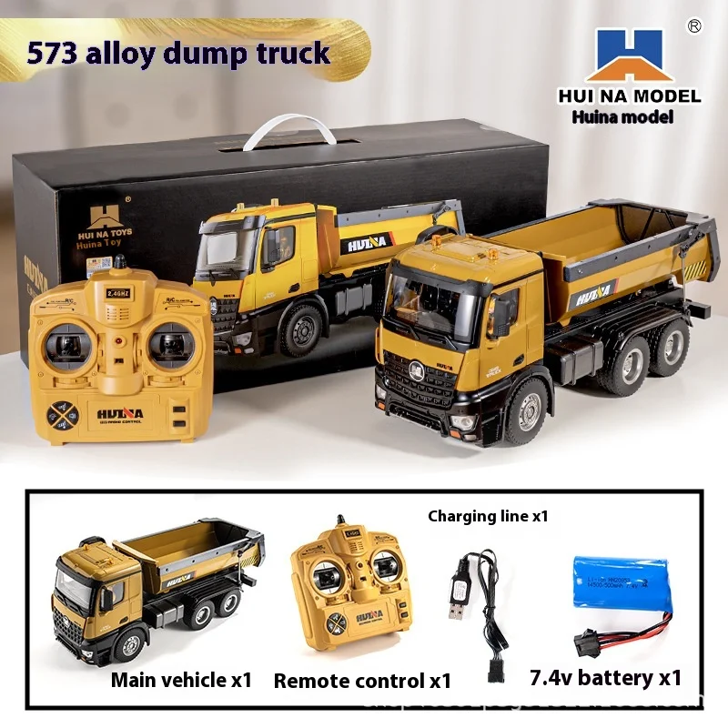 

Huina 573 Engineering Vehicle Remote Control Heavy-Duty Truck Dump Truck Model Charging Boys And Children'S Alloy Toys