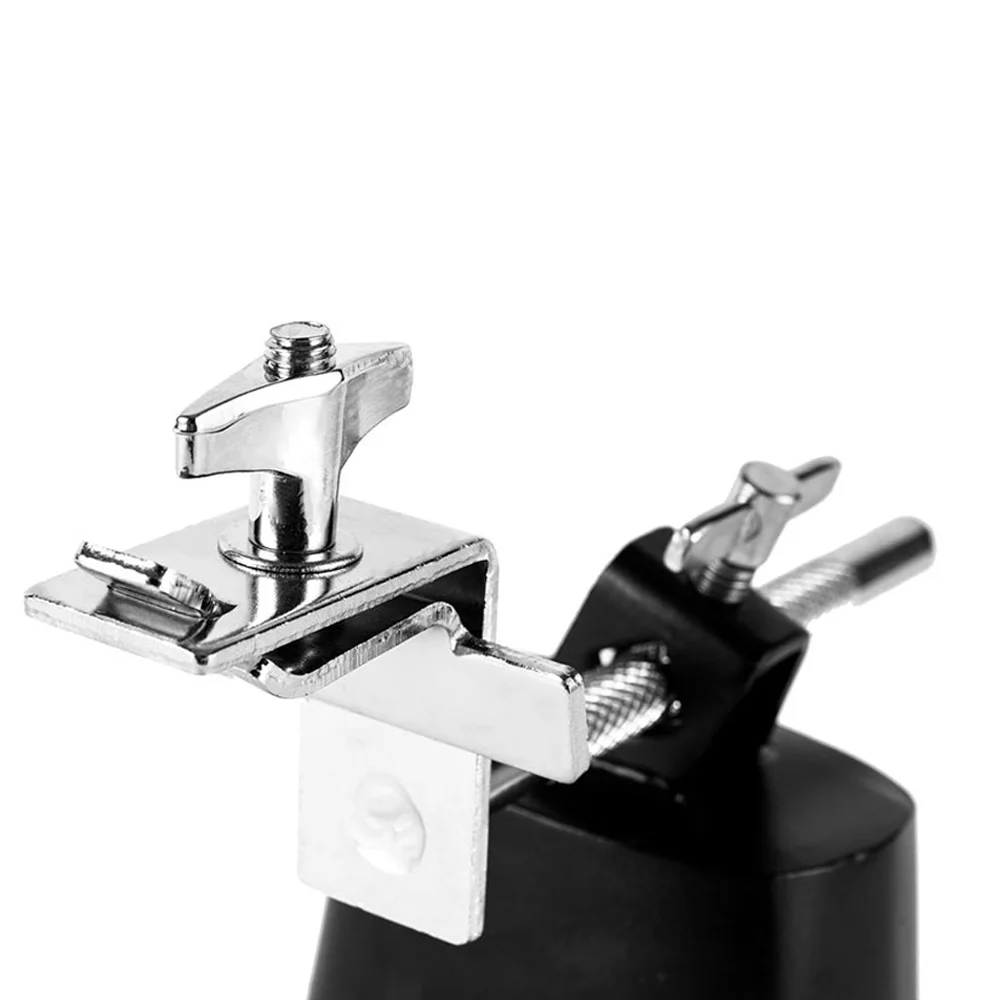 Cowbell Clamp Drum Cowbell Bracket Mount Cowbell Stand Holder Clip Percussion Accessory with Parallel Action Jaws