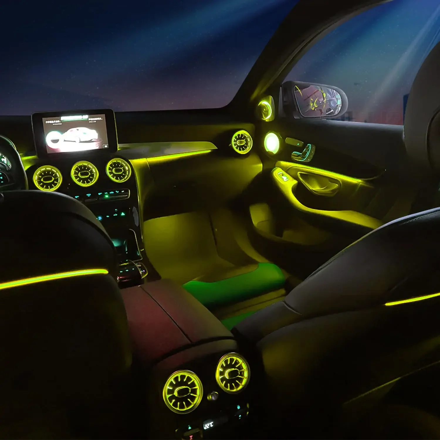 7pcs Interior Ambient Light 64 Colors For Mercedes-Benz C Class W205 2015-2021 W213 W156 W117 W176 Air Vent Lights Accessories view 4
