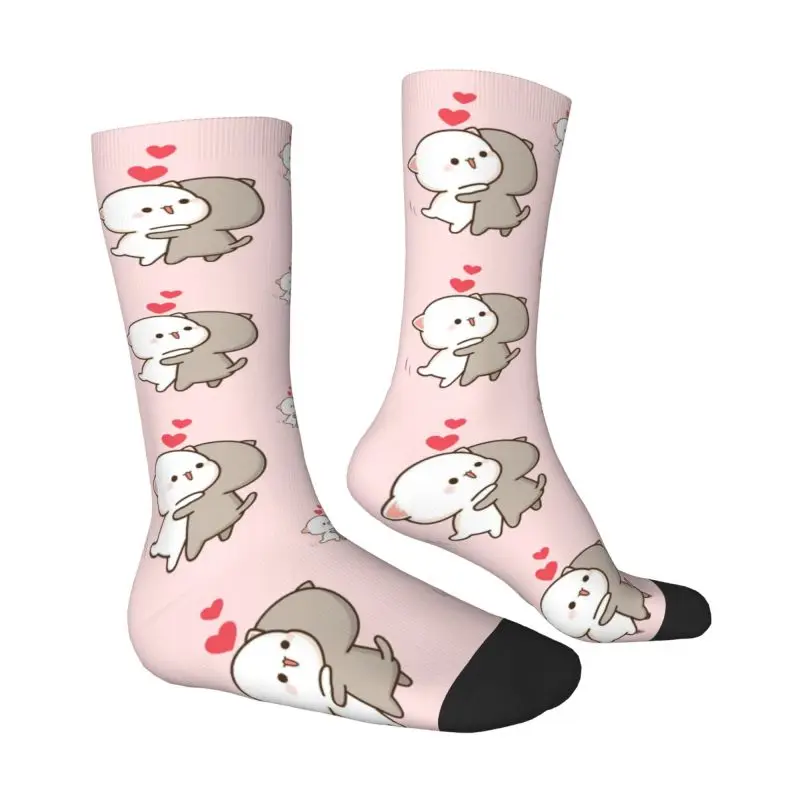 Cute Mochi Peach Cat And Goma Love Men's Crew Socks Unisex Fun Spring Summer Autumn Winter Dress Socks