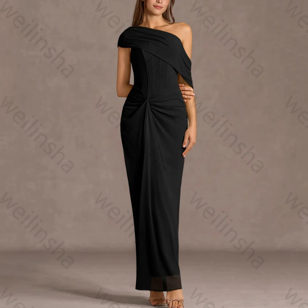 

Sexy One-shoulder Evening Dresses Elegant Pleat Celebrity Long Dress Exquisite High Quality Prom Party Gown for Women Customized