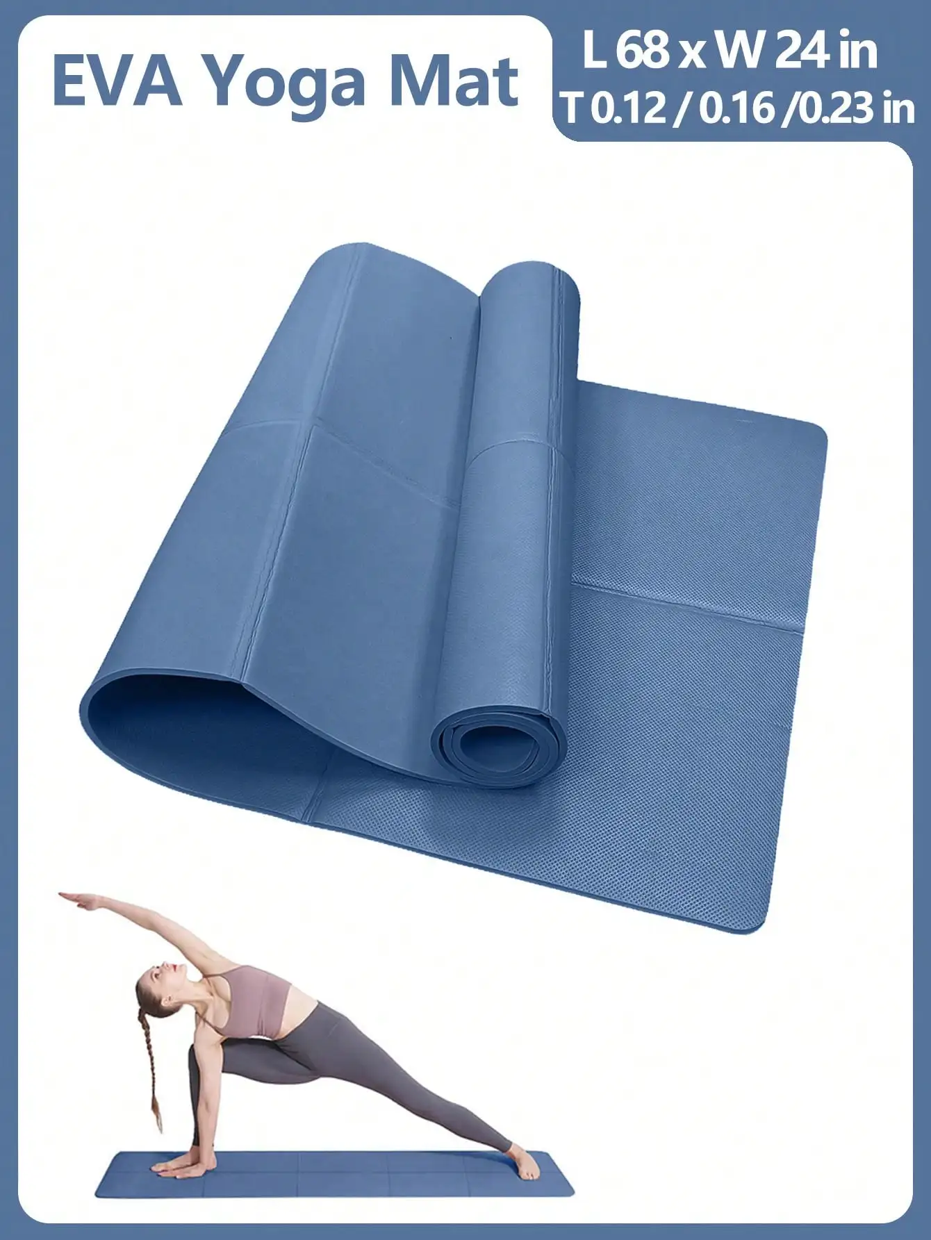 Dunkelblaue faltbare Yogamatte, umweltfreundlich, EVA, faltbar, für Reisen, Fitness, Training, 3/4/6 mm Dicke für Yoga, Pilates, Training