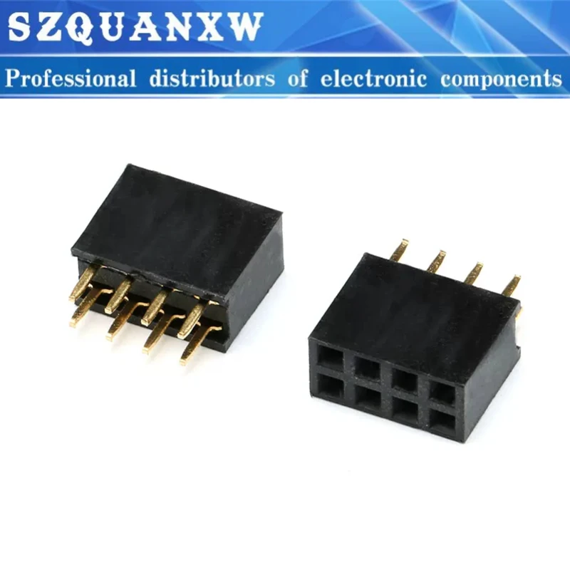 50pcs 2X4 PIN 4Pin Double Row Pin Female Header Socket Pitch 2.54mm 2*4P Straight Pin Strip Socket Connector