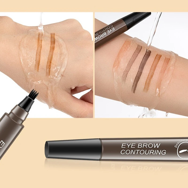4 نقطة قلم الحواجب 5 ألوان مقاوم للماء قلم الحواجب السائل دائم الأحمر البني قلم الحواجب عالية الجودة قلم الحواجب ماكياج