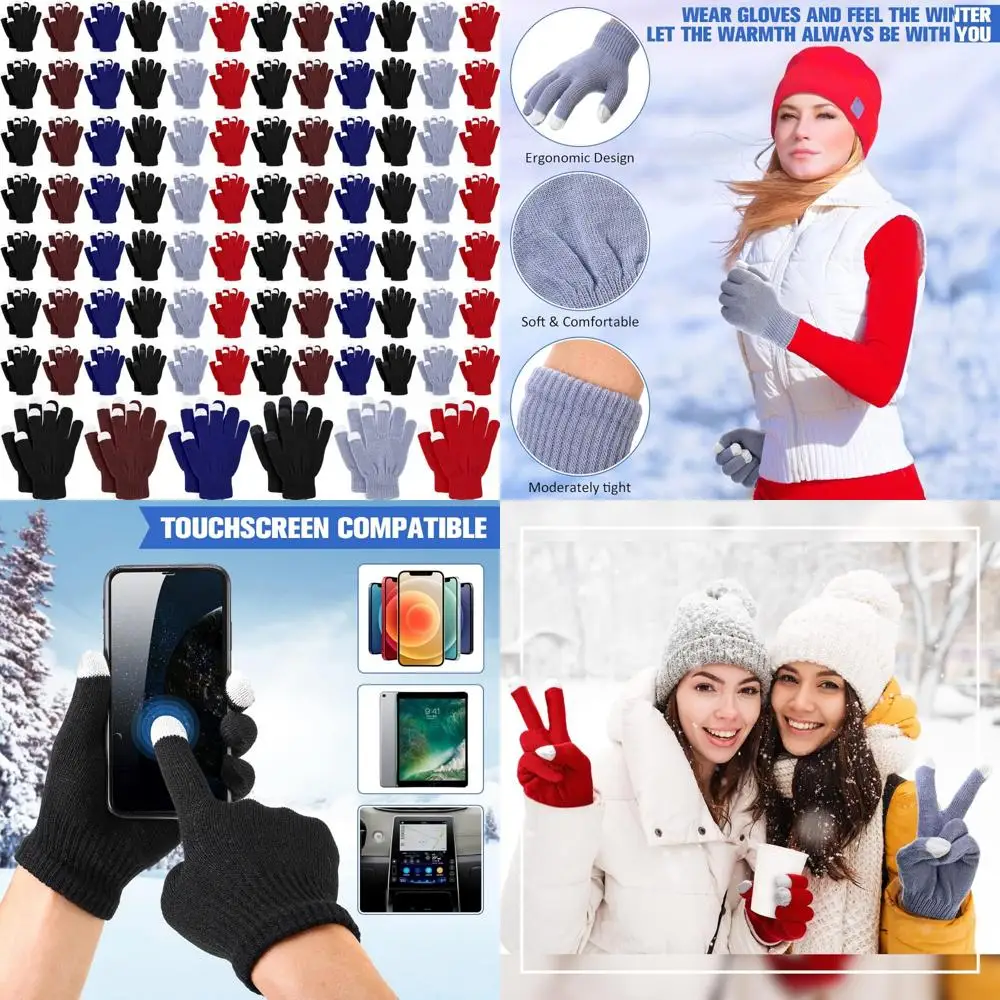 

Winter Warm Touchscreen Gloves 80 Pairs, 6 Color Options, Stretchy Knit, Ideal for Christian Charity Donations