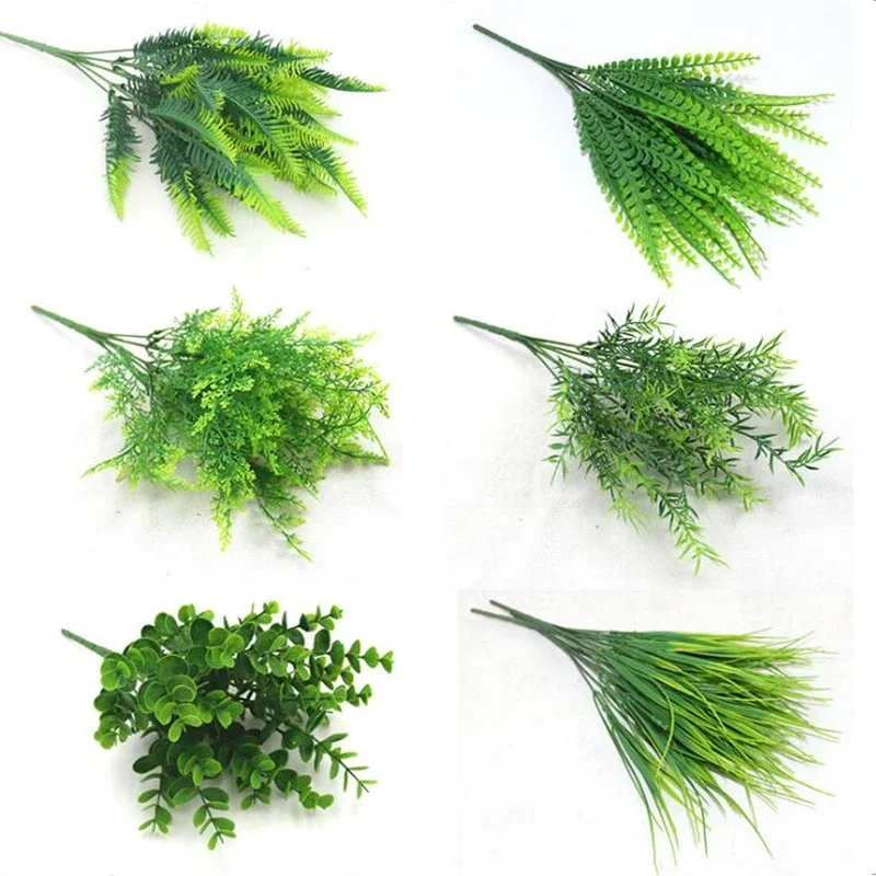 7 Fork Water Grass Eucalyptus Plastic Artificial Plants Wedding Home Decoration Table Decor