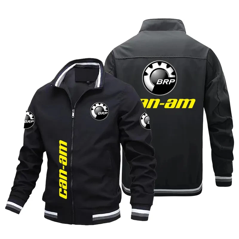 New Men\'s Harajuku Street Jacket BRP can - am Logo Printed Zip Jacket Hip-hop Baseball Jacket Men\'s Windproof Motorcycle Jacket