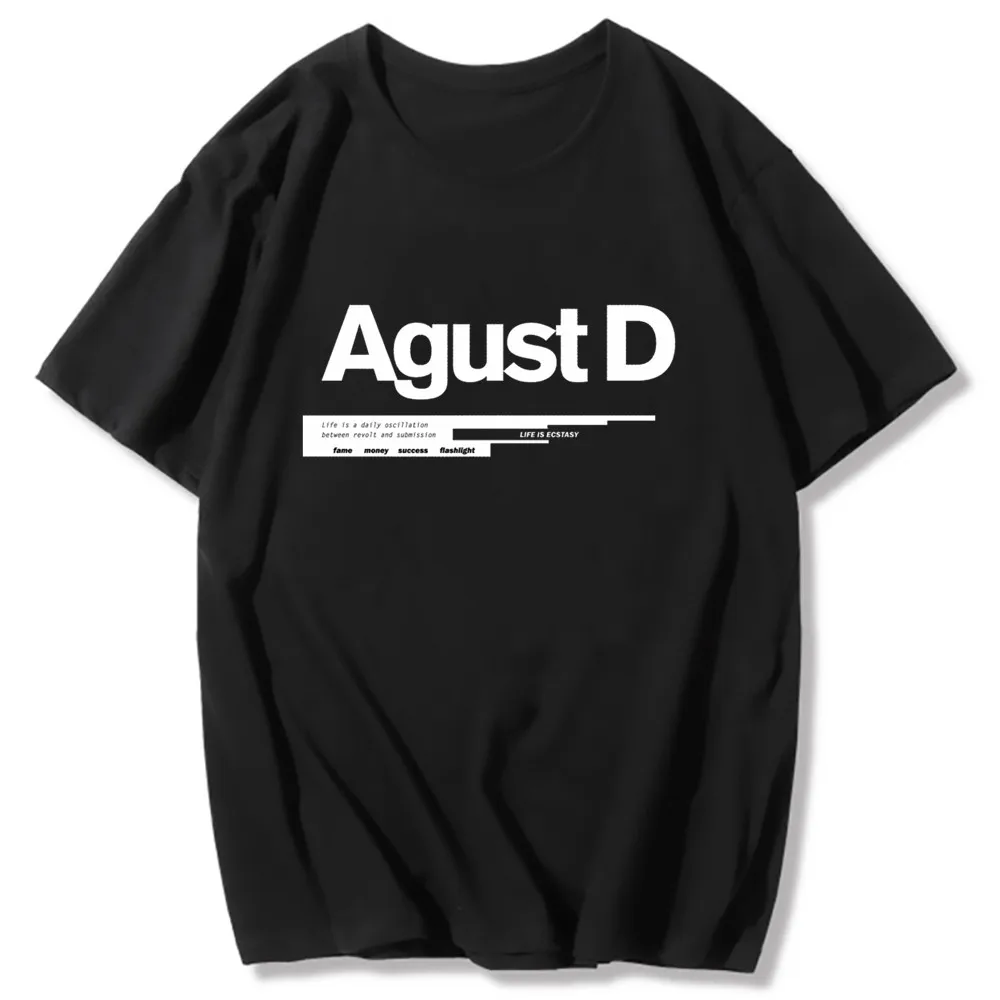 Fashion Korean version of KPOP Agust D printed T-shirt D-2 album Unisex T-shirt Yoongi shirt Teen clothes Graphic T-shirt Tops