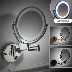 360 Degree Black Wall Mounted Bathroom Mirror 3x Magnifying Makeup Mirror Adjustable Dimming Vanity Cosmetic Mirrors with Light