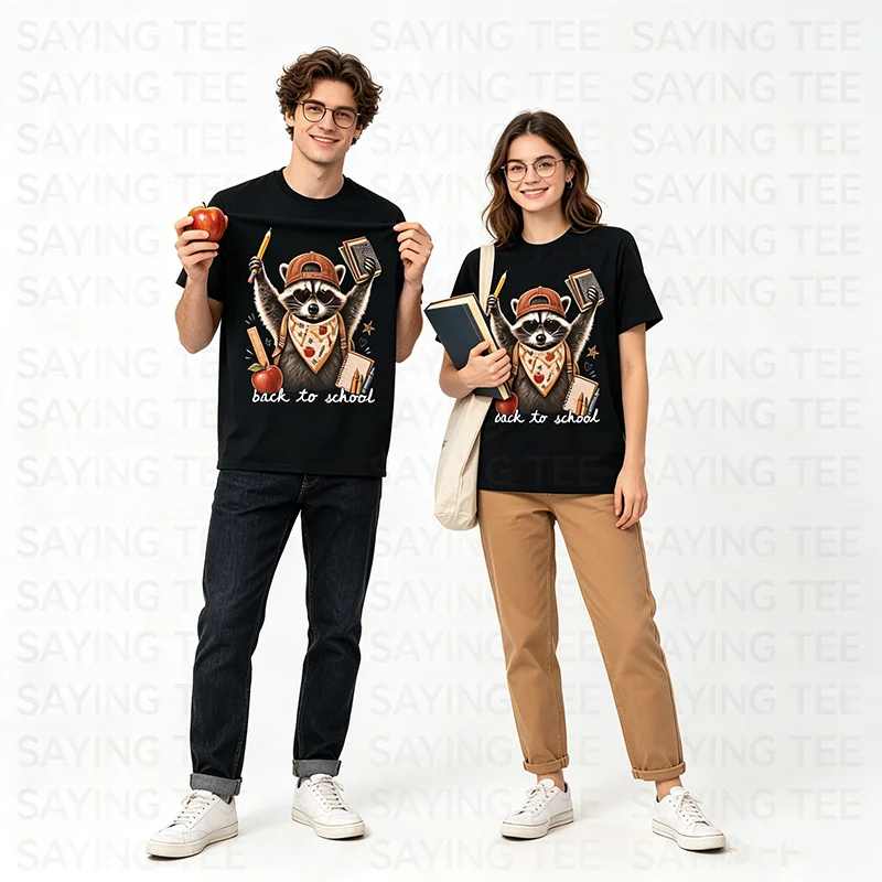 Lustiges T-Shirt für Lehrer der vierten und sechsten Klasse mit wildem Waschbären zum Schulanfang, Y2k-Schulkleidung, niedliche Kleidung für Schüler und Lehrer zum ersten Schultag – Detail 7
