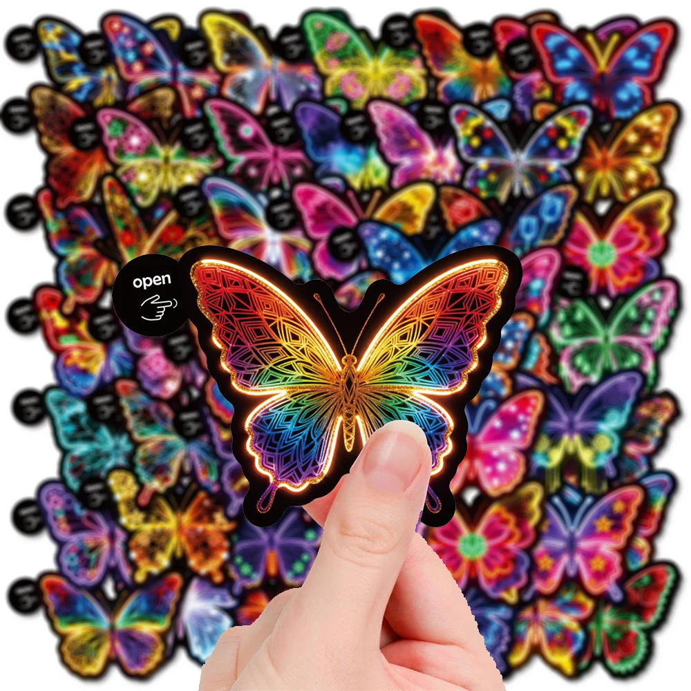 สติกเกอร์ลายการ์ตูนผีเสื้อสไตล์นีออนน่ารัก 10/30/56 ชิ้น สำหรับตกแต่งสเก็ตบอร์ด กระเป๋าเดินทาง โทรศัพท์ จักรยาน สติกเกอร์กราฟฟิตี้สวยงาม สนุกสำหรับของเล่น