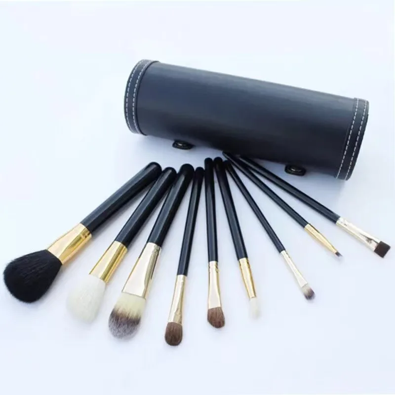 Animal Hair 9-piece Makeup Brush Set Concealer Brush Eye Shadow Lip Brush Portable Makeup Professional Makeup Brush Set