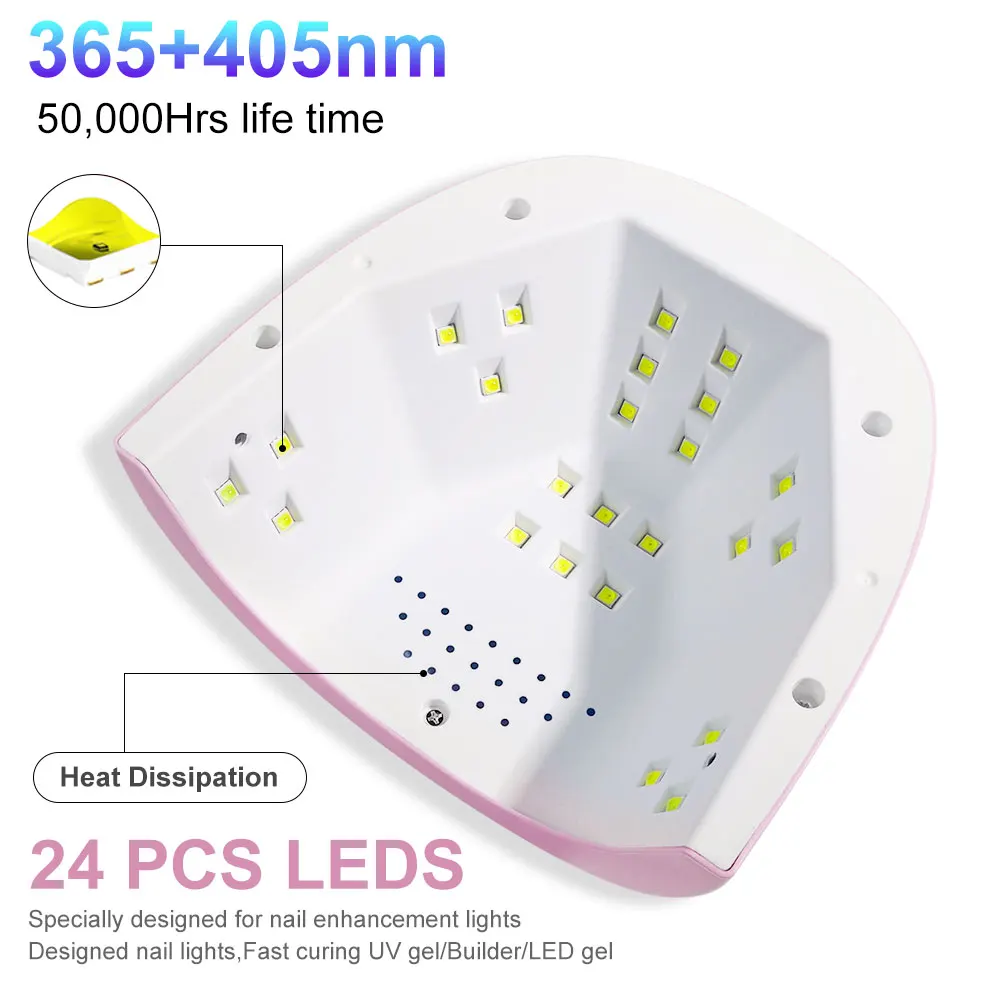 88W Nail Lamp UV LED Professional Curing All UV Gel Nail Polish Nail Dryer 24PCS LED Machine Infrared Sensor Nail Lamp