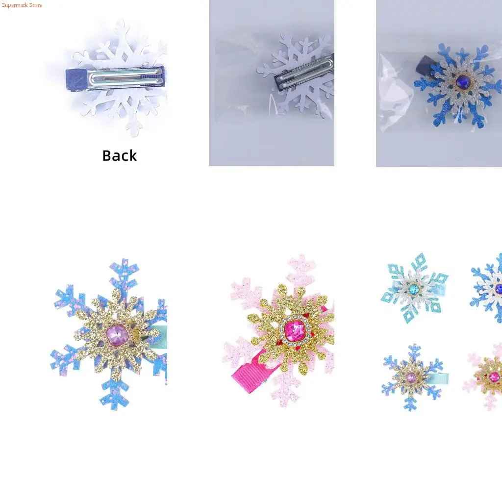 Q5WE Christmas Hair Clip 2000s Trend Side Clip Christmas Snowflake Sweet Glitter Balletcore Sweet Cool Photo Props
