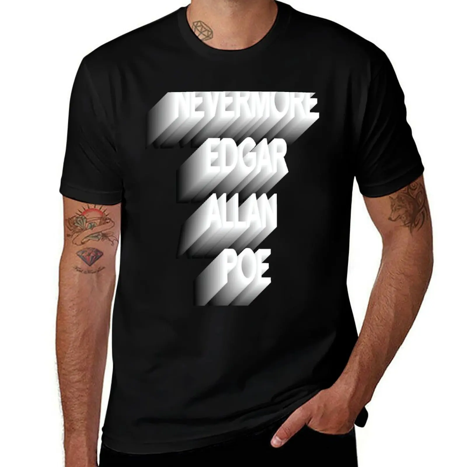 

Nevermore, Edgar Allan Poe art extrude effect letters T-Shirt luxury t-shirt cute clothes boys whites workout shirts for men