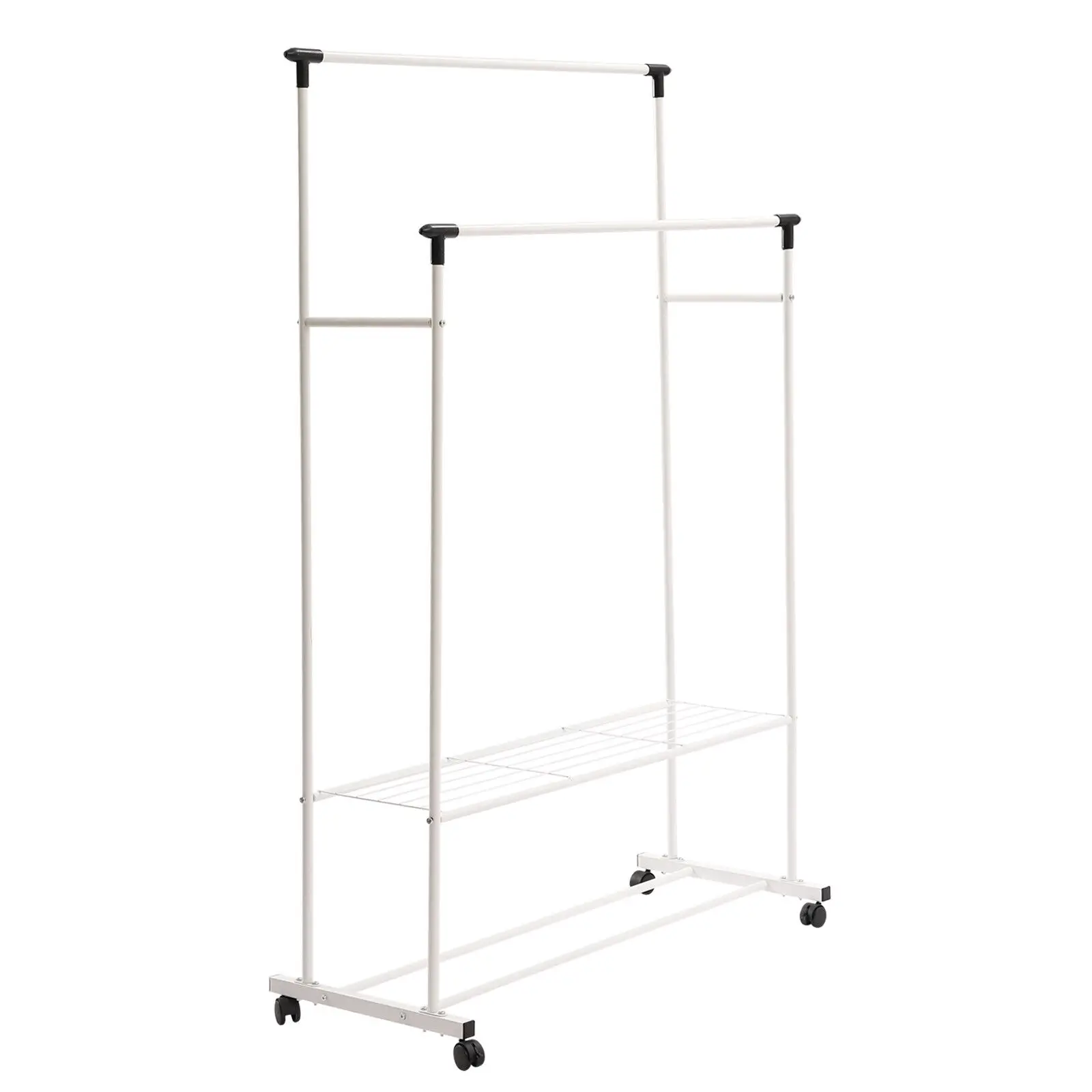 Metal Clothes Rack Free Standing Home Coat Garment Storage Hanger Shoes Holder