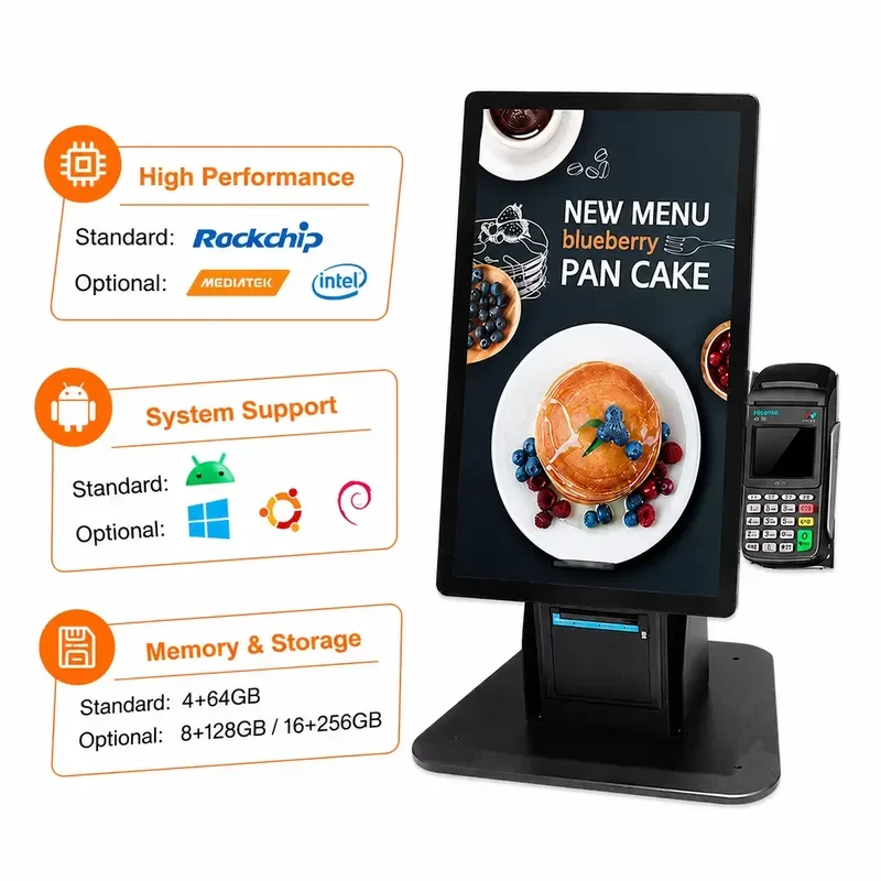 for 21.5 Inch Android Windows Desktop Self Ordering Kiosk Restaurant Payment Terminal Low MOQ Customization Available