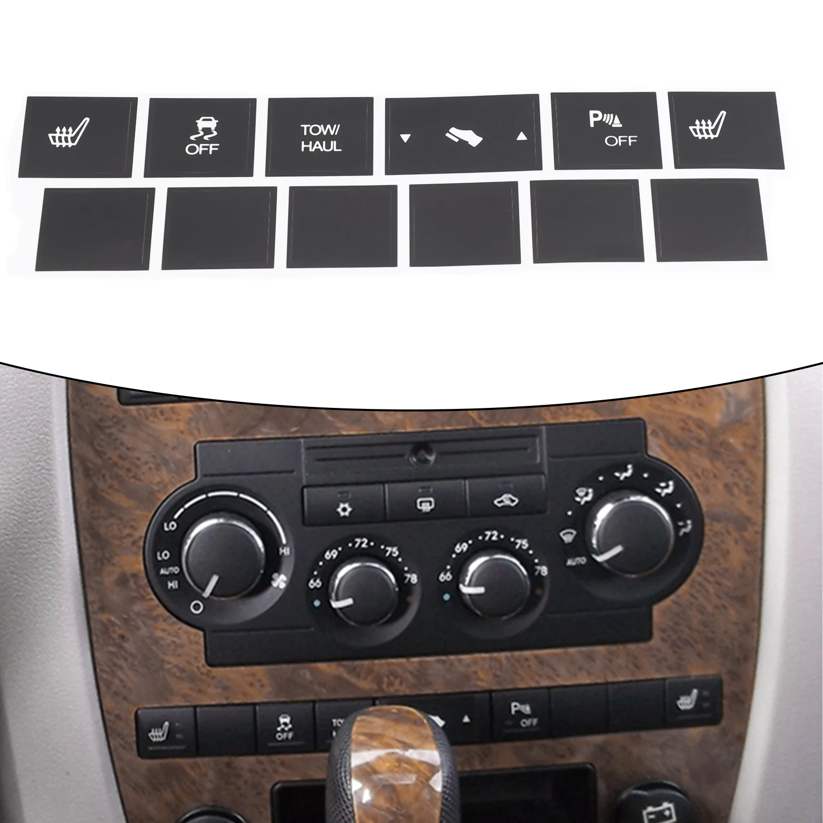 Car Stickers Car Heated Seat Traction Button Repair Sticker Set Auto Decals For Cherokee 2005-2009 For Commander 2005-2009