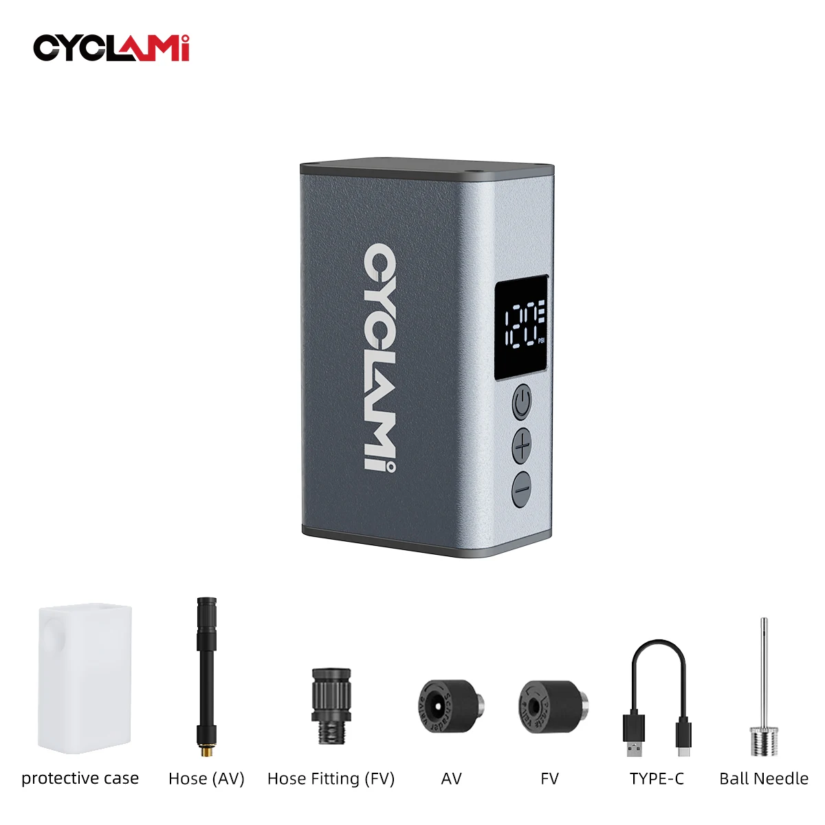 CYCLAMI A3 Mini Tragbare Luftpumpe 120 PSI Kompakter Elektrischer Reifenfüller Typ-C Aluminiumlegierung Schnelle Aufpumpfunktion für MTB Rennrad