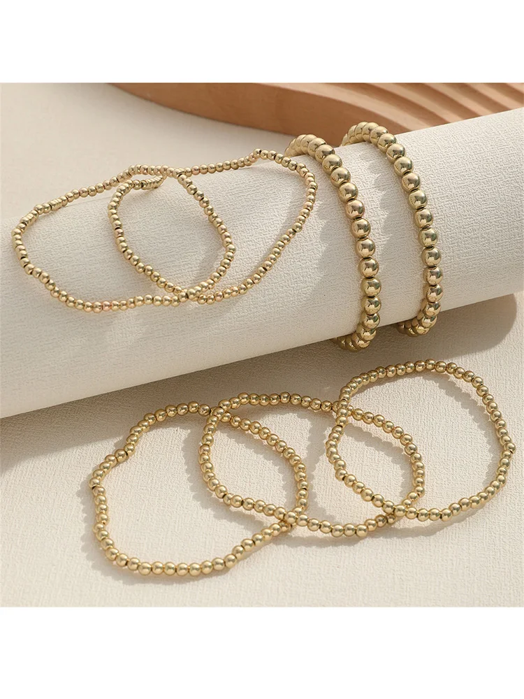 Classic Gold Bead Bangles for Women Smooth Bracelet Fashion Accessories Luxury Trendy Birthday Accessories Gifts