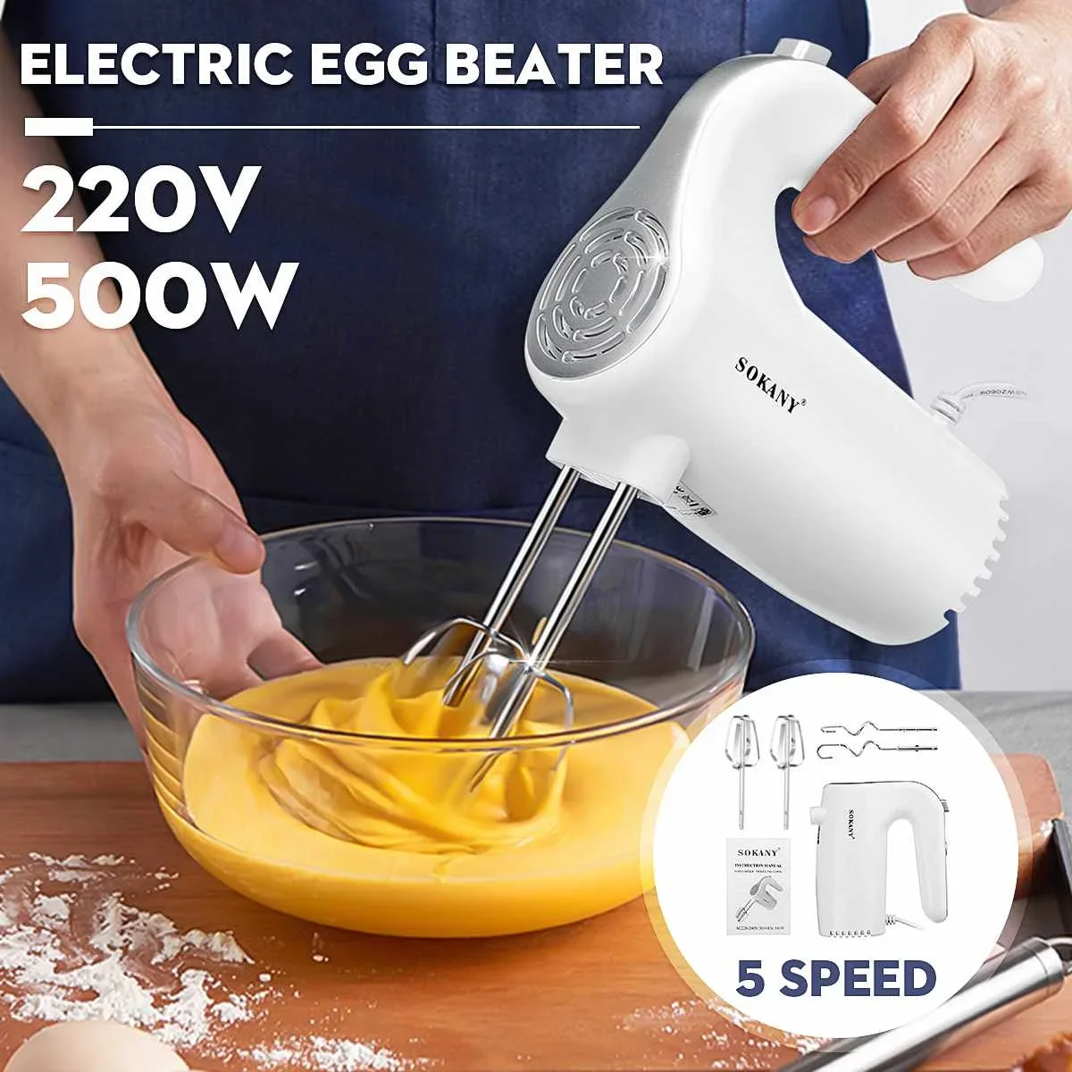 

800/500W Electric Hand Mixer Whisk Egg Beater Cake Baking Home Handheld Small Automatic Mini Cream Food Whisk Blenders Kitchen