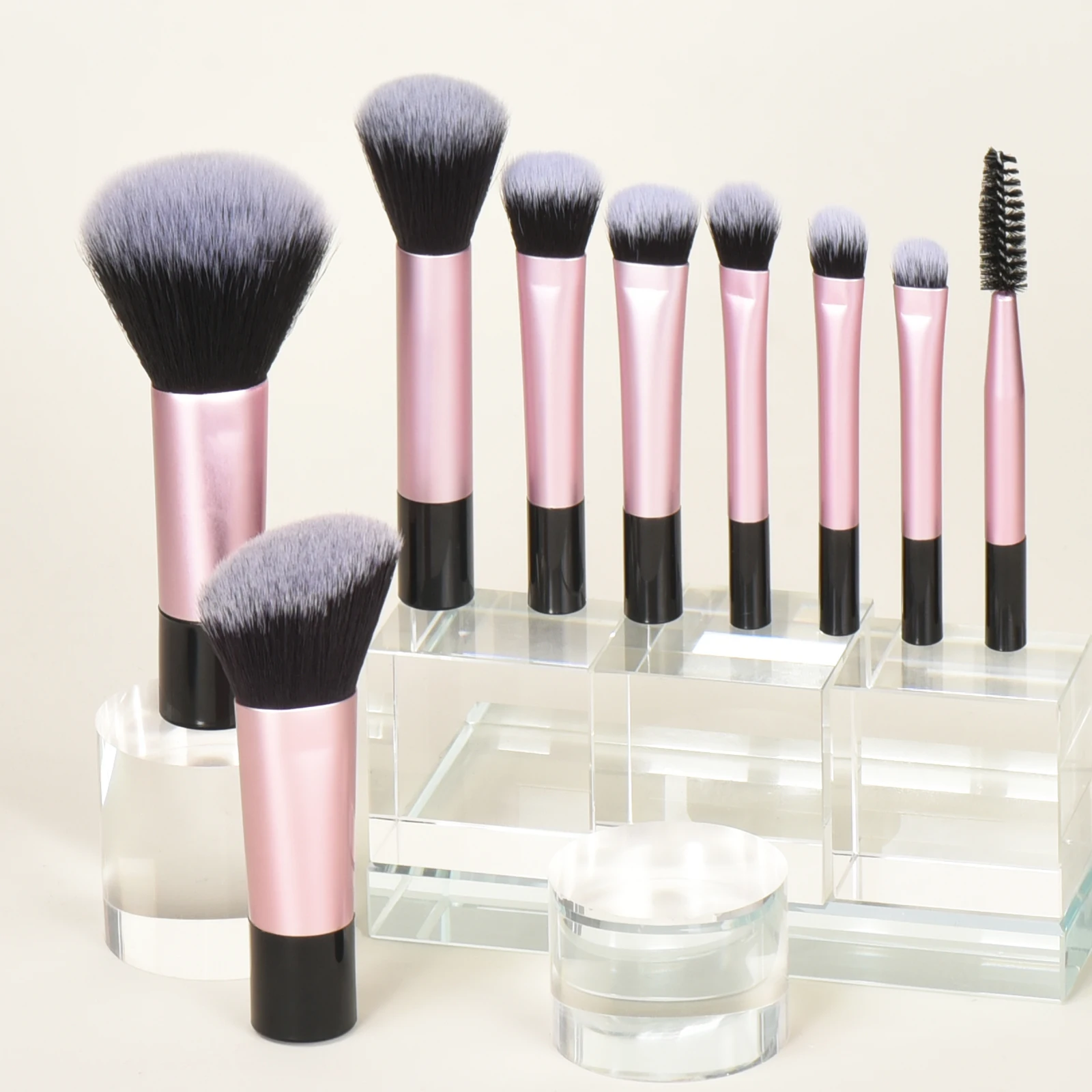 10 black mini makeup brushes +1 velvet puff +2 fingertip mini powder puff - Travel portable Makeup Kit