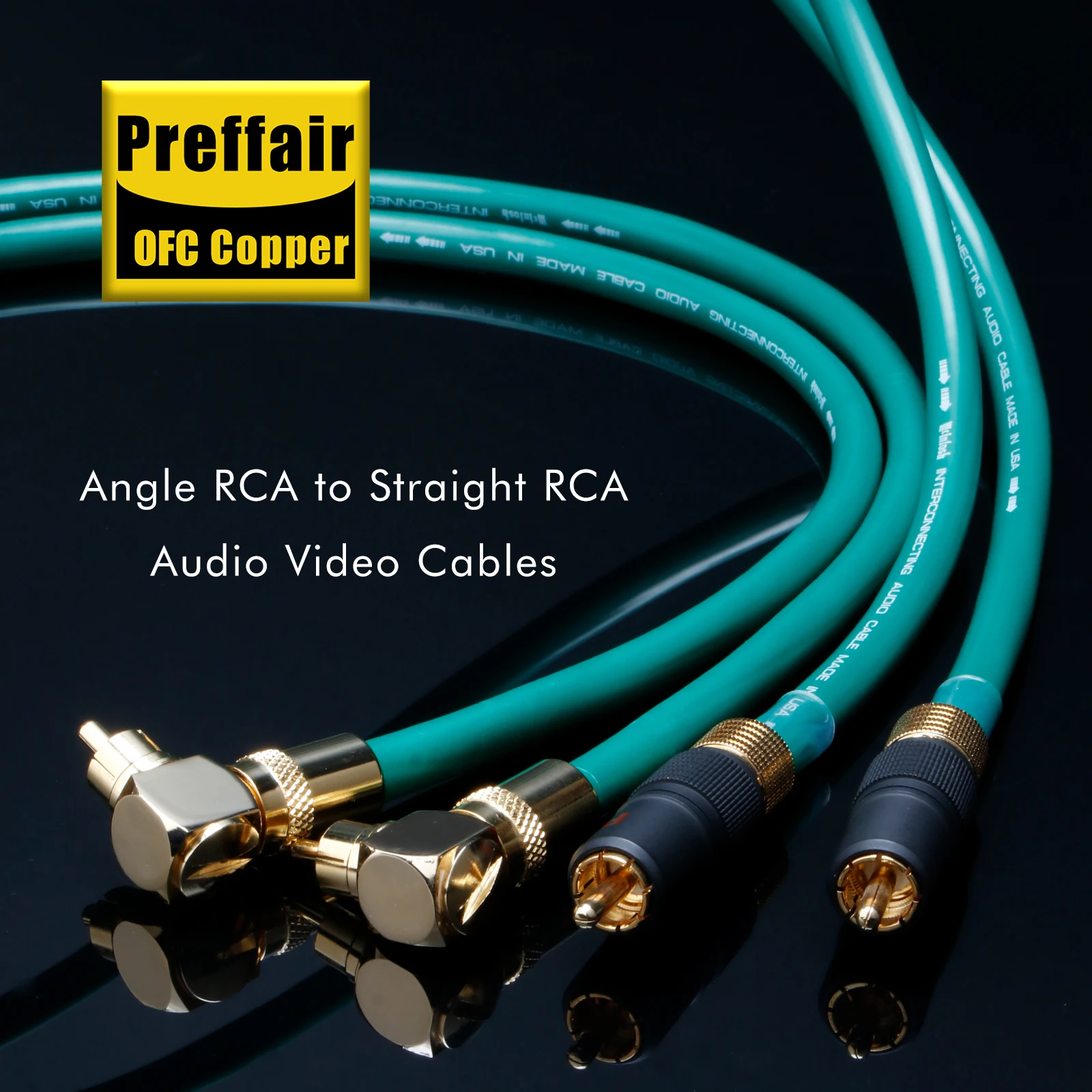 Cavo Hifi RCA da angolo placcato oro a spina diritta Cavo audio video in lega d'argento OFC Cavo di segnale di interconnessione con scudo PE