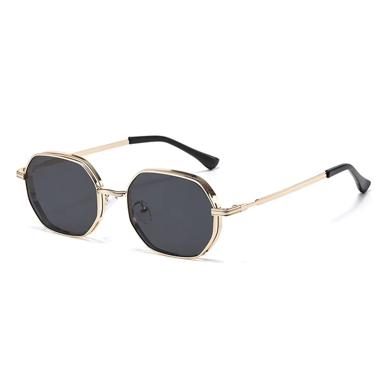 Klassische Polygon-Rahmen Sonnenbrille für Männer und Frauen Modisches Metalldesign UV400-Schutz Unisex für Outdoor-Aktivitäten Brillen