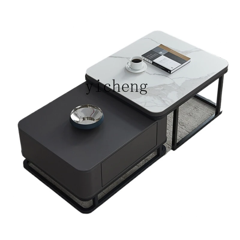 

Квадратный кофейный столик размера XL, ТВ-шкаф, каменная тарелка, журнальный столик, выдвижной напольный шкаф