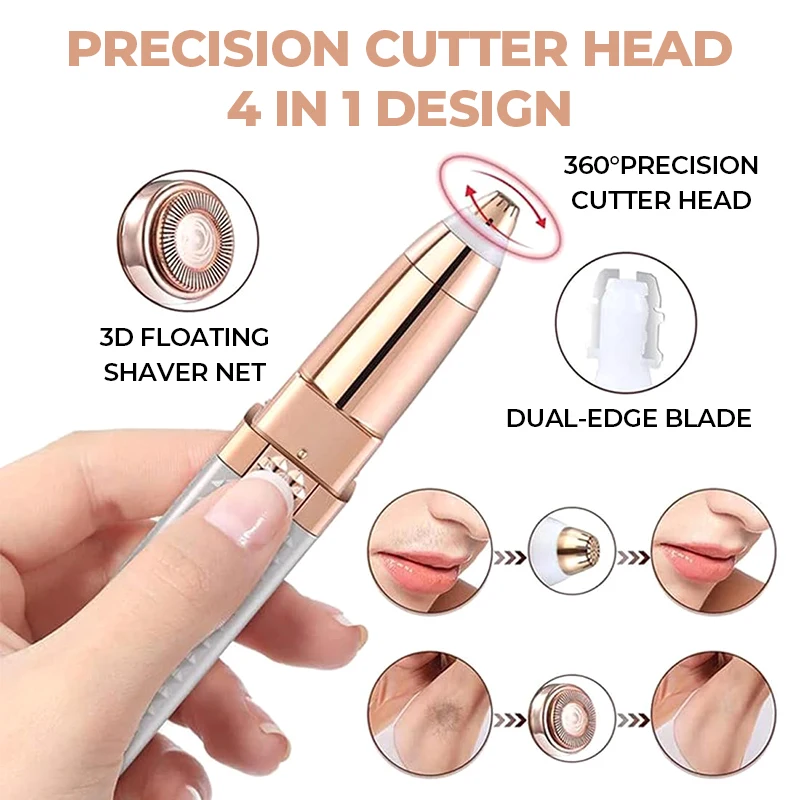 4 In 1 Lipstick Shaver Painless Mini Hair Removal Shaver Electric Nose Hair Epilator Face Sensitive