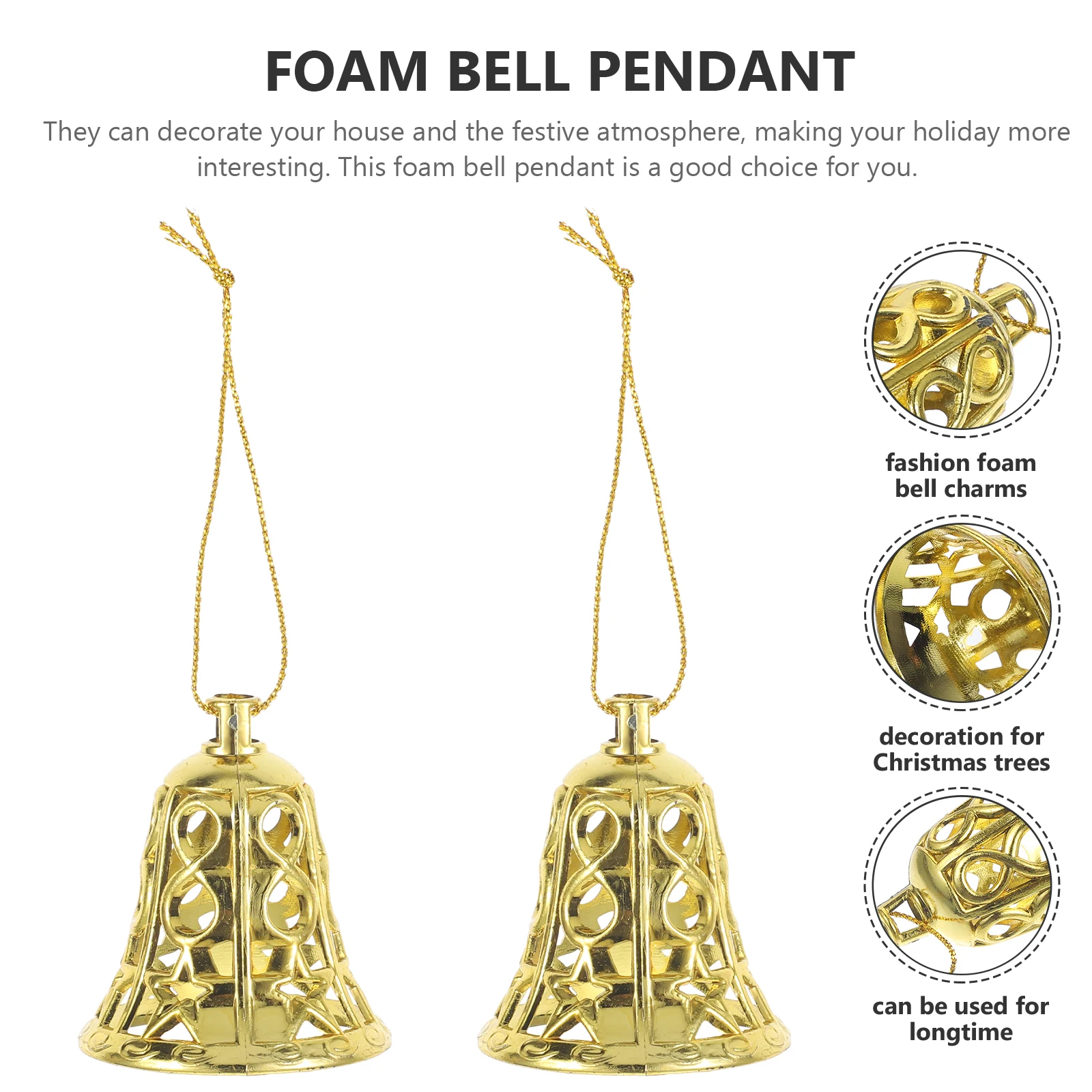 

12pcs Plastic Bell Hanging Decorations Christmas Tree Ornaments Party Wedding Holiday Decoration Pendant Xmas Hanging Bells