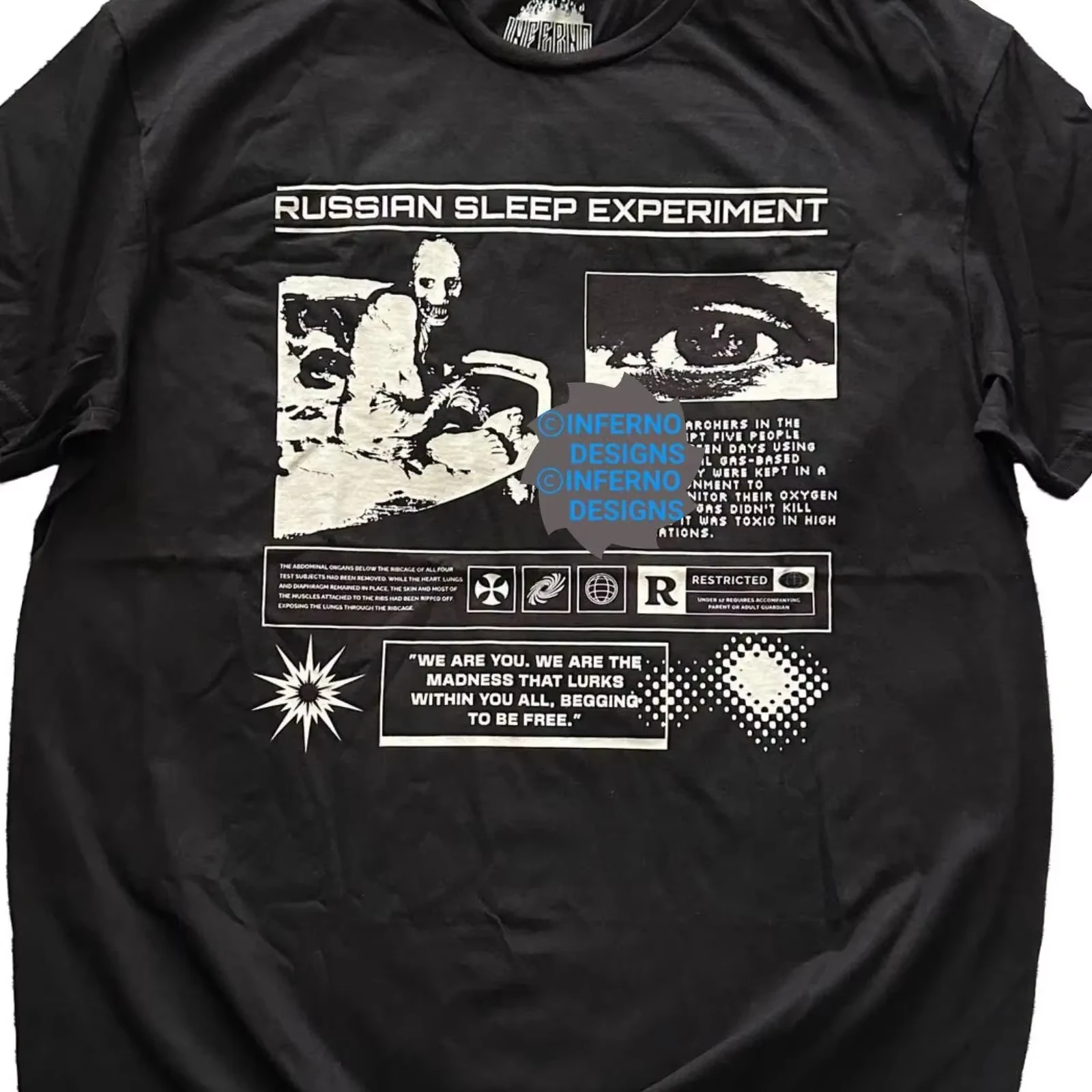 Y2K Grunge Creepypasta Halloween Horror Vintage TOPS Russian Sleep ExperimenT T Shirt Oversized Loose Casual Streetwear Unisex