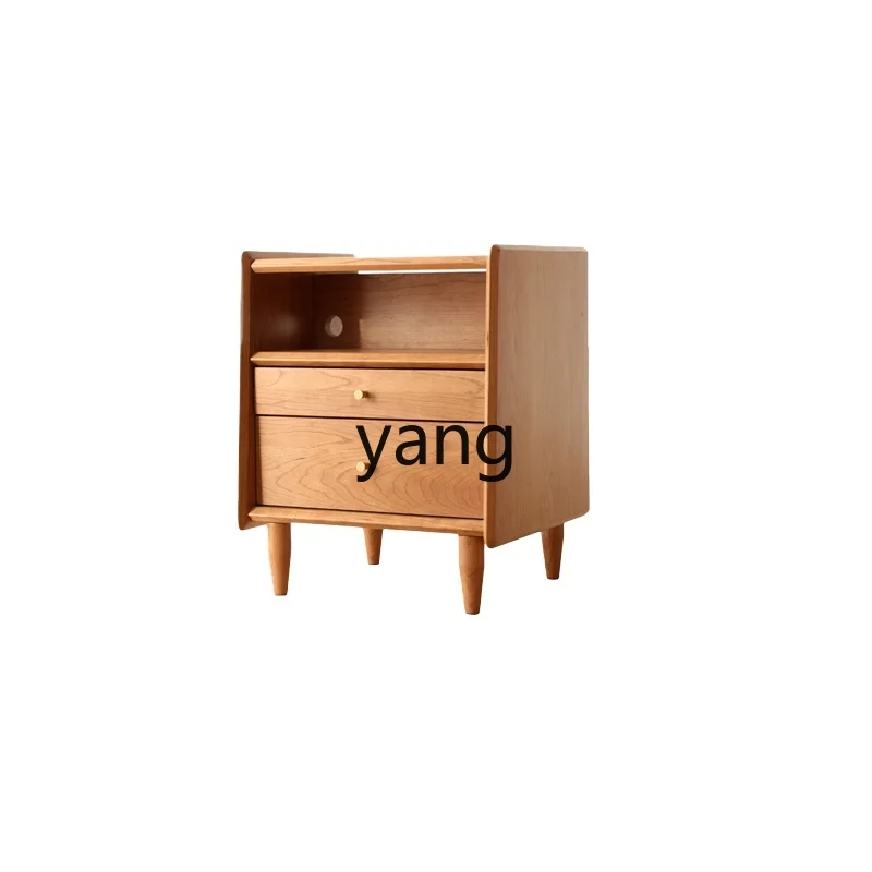 

TGF solid wood bedside table modern simple log furniture cherry oak locker