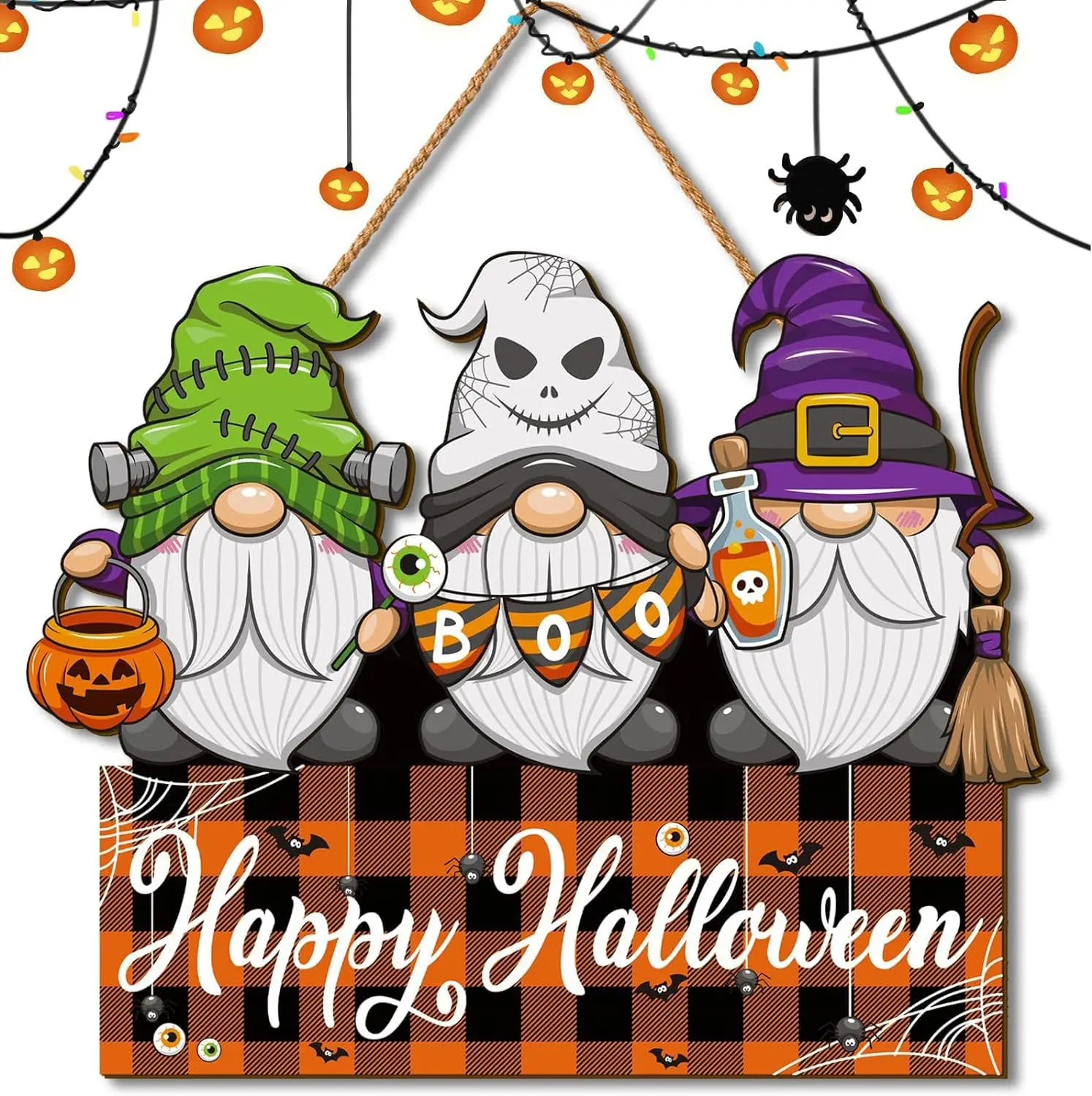 Cartoon Gnome Series Listing Welcome Happy Halloween Decoration Infront Door Home Wall Hanging Christmas Home Decoration